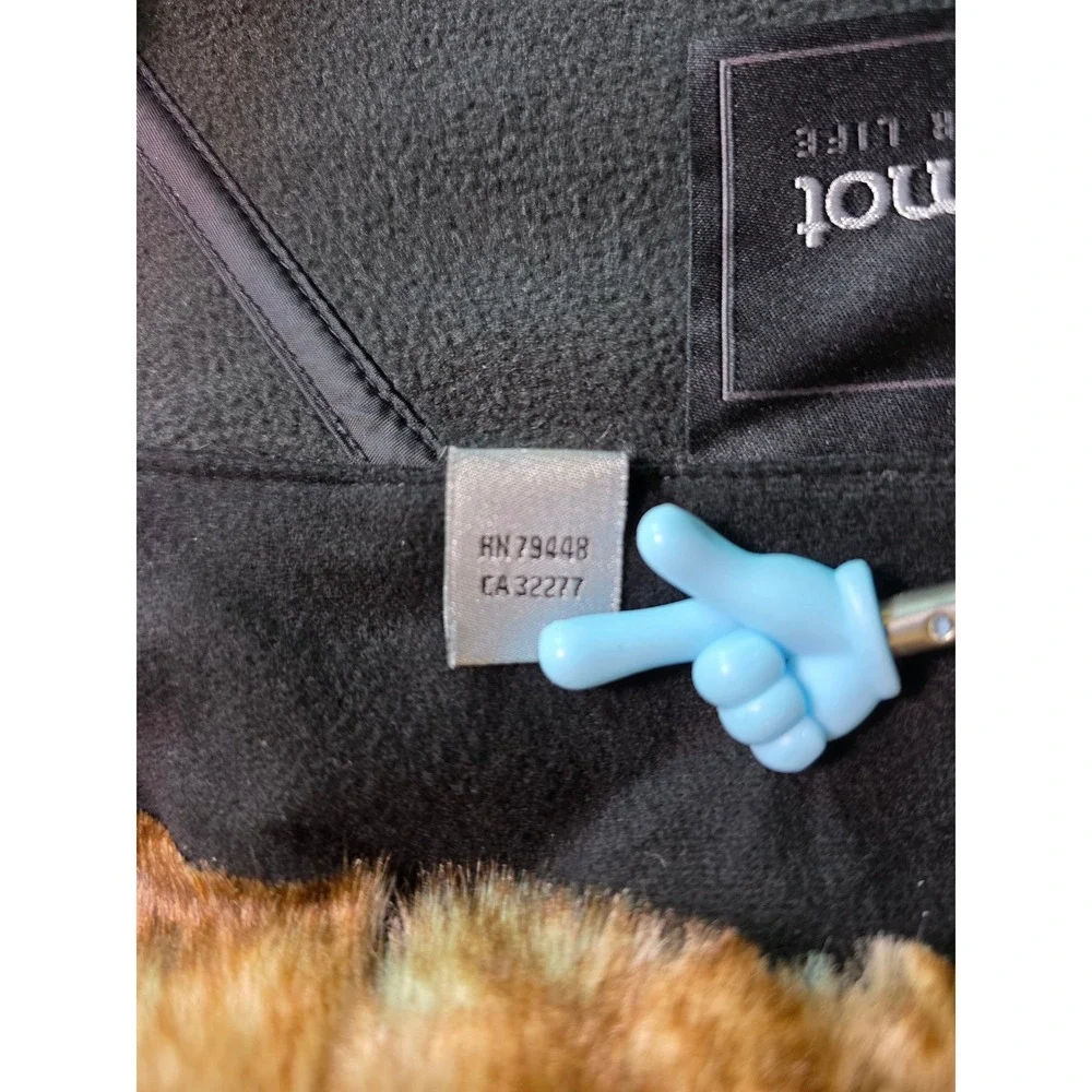 Marmot Softshell Jacket Womens Medium Black Faux Fur Hood Full Zip Fleece Lined